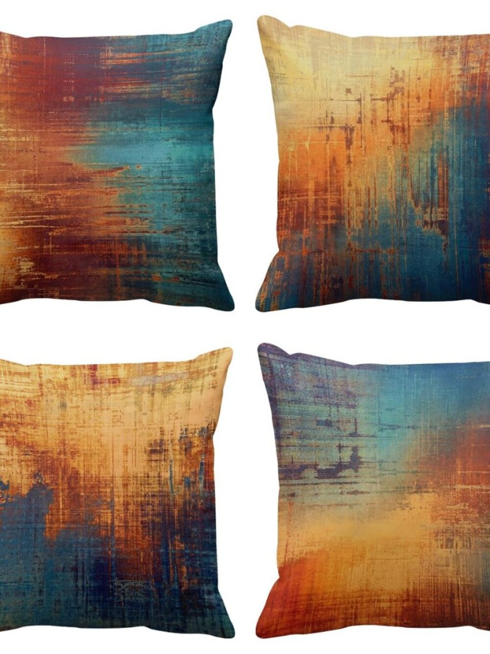 Throw Pillow Covers Set of 4, 18 x 18 Inch, Painting Blue